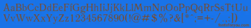 Antiqua-Schriftart – Braune Schriften auf blauem Hintergrund
