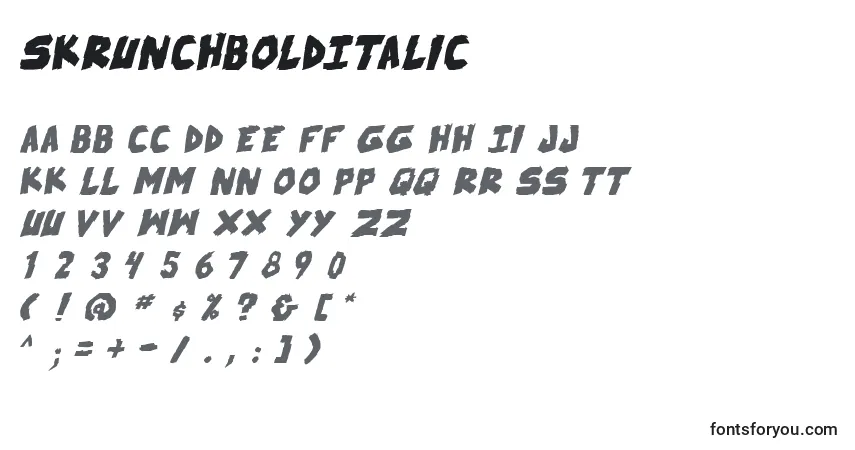 Schriftart SkrunchBoldItalic – Alphabet, Zahlen, spezielle Symbole