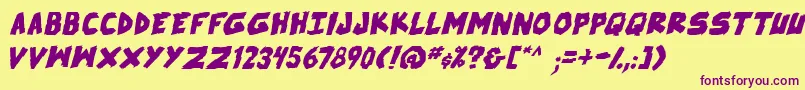 SkrunchBoldItalic Font – Purple Fonts on Yellow Background