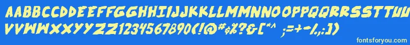 SkrunchBoldItalic Font – Yellow Fonts on Blue Background