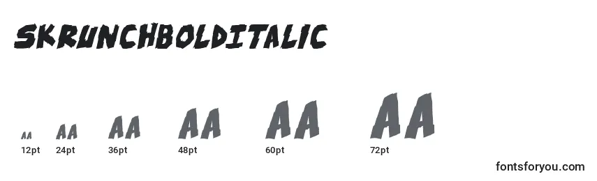 Размеры шрифта SkrunchBoldItalic