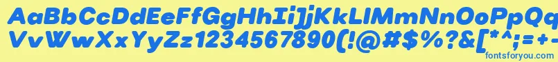 VillerayroundedBlackitalic Font – Blue Fonts on Yellow Background