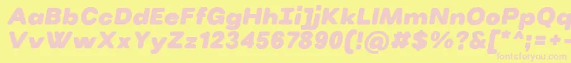 VillerayroundedBlackitalic Font – Pink Fonts on Yellow Background