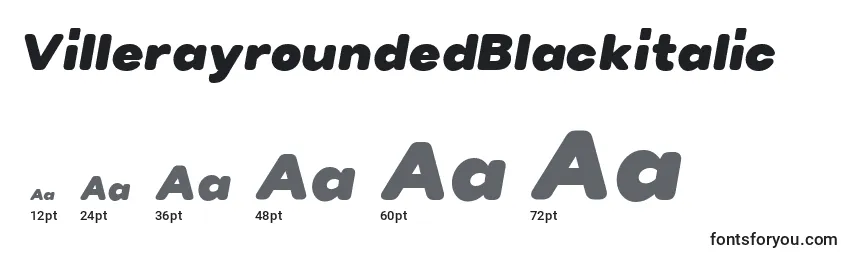 Размеры шрифта VillerayroundedBlackitalic