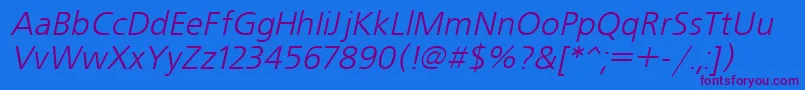 UkrainianfreesetItalic Font – Purple Fonts on Blue Background