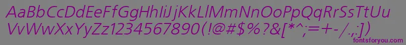 UkrainianfreesetItalic Font – Purple Fonts on Gray Background