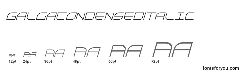 GalgaCondensedItalic Font Sizes
