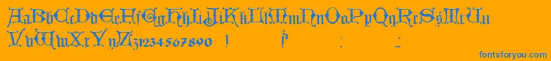 HollandischClosed Font – Blue Fonts on Orange Background