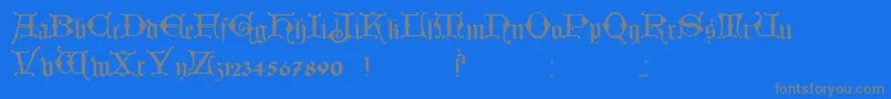 フォントHollandischClosed – 青い背景に灰色の文字