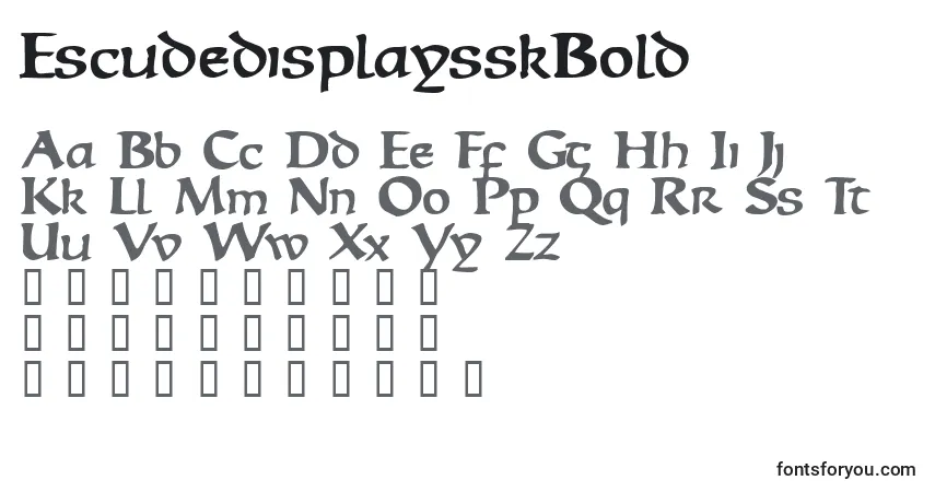 A fonte EscudedisplaysskBold – alfabeto, números, caracteres especiais