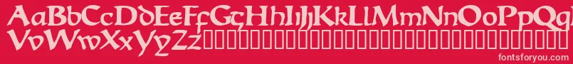 Czcionka EscudedisplaysskBold – różowe czcionki na czerwonym tle