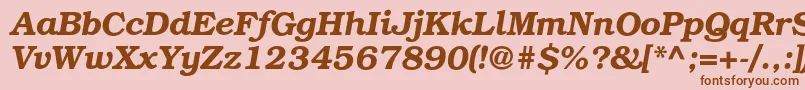 Fonte BookmancDemiitalic – fontes marrons em um fundo rosa