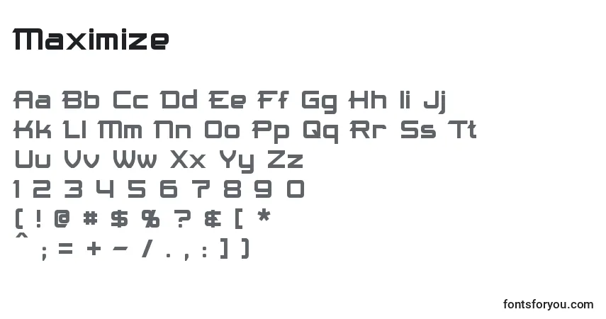 A fonte Maximize – alfabeto, números, caracteres especiais