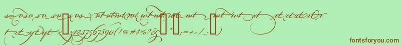 Fonte BickhamScriptAltFour – fontes marrons em um fundo verde