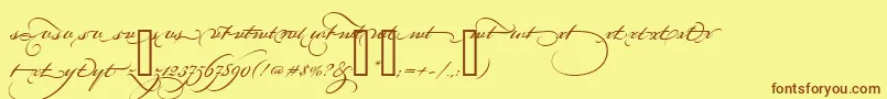 BickhamScriptAltFour-fontti – ruskeat fontit keltaisella taustalla
