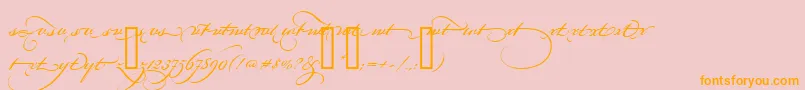 BickhamScriptAltFour-fontti – oranssit fontit vaaleanpunaisella taustalla