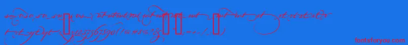 フォントBickhamScriptAltFour – 赤い文字の青い背景