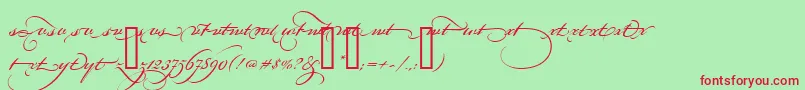 フォントBickhamScriptAltFour – 赤い文字の緑の背景