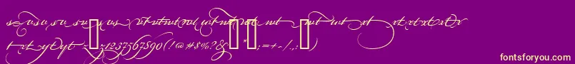 Fonte BickhamScriptAltFour – fontes amarelas em um fundo roxo