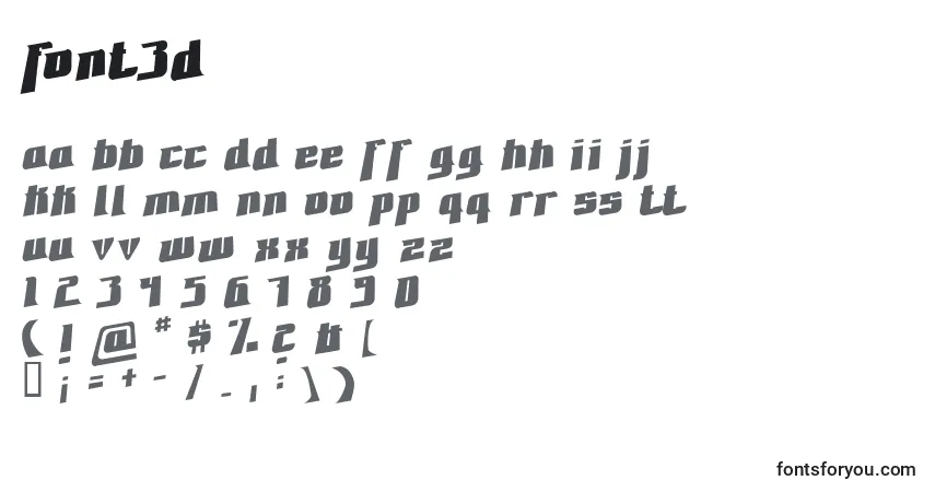 Schriftart Font3D – Alphabet, Zahlen, spezielle Symbole