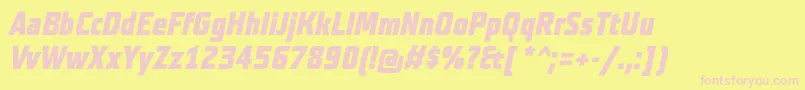 TeutonfettBolditalic-fontti – vaaleanpunaiset fontit keltaisella taustalla