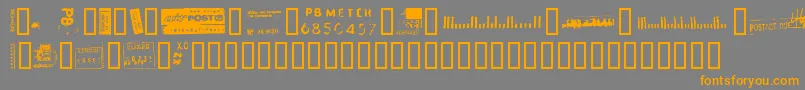 フォントDeadlos – オレンジの文字は灰色の背景にあります。