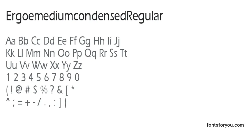 Schriftart ErgoemediumcondensedRegular – Alphabet, Zahlen, spezielle Symbole
