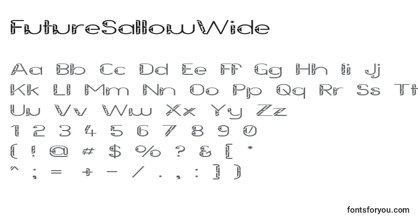 Schriftart FutureSallowWide – Alphabet, Zahlen, spezielle Symbole