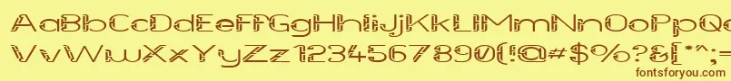 フォントFutureSallowWide – 茶色の文字が黄色の背景にあります。