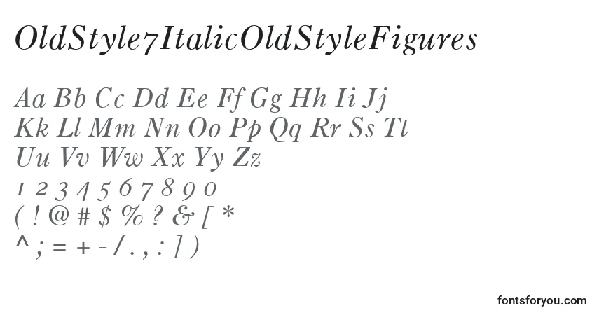 Czcionka OldStyle7ItalicOldStyleFigures – alfabet, cyfry, specjalne znaki