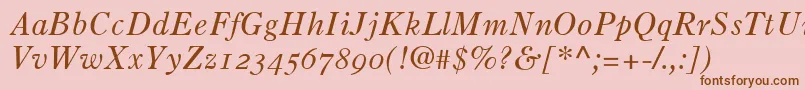 OldStyle7ItalicOldStyleFigures Font – Brown Fonts on Pink Background