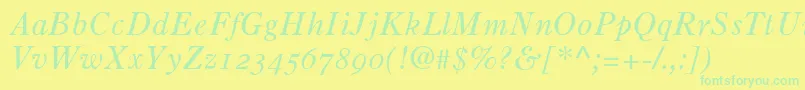 OldStyle7ItalicOldStyleFigures Font – Green Fonts on Yellow Background