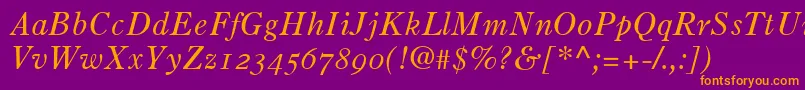 OldStyle7ItalicOldStyleFigures Font – Orange Fonts on Purple Background