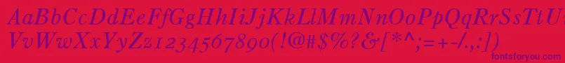 OldStyle7ItalicOldStyleFigures Font – Purple Fonts on Red Background