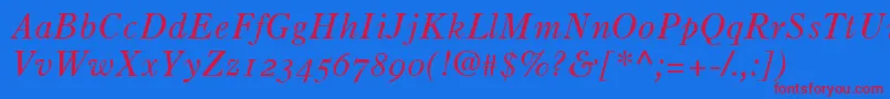 OldStyle7ItalicOldStyleFigures Font – Red Fonts on Blue Background