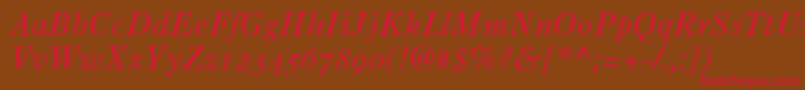 OldStyle7ItalicOldStyleFigures Font – Red Fonts on Brown Background
