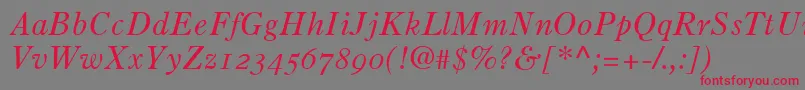 OldStyle7ItalicOldStyleFigures Font – Red Fonts on Gray Background