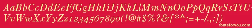 OldStyle7ItalicOldStyleFigures Font – Yellow Fonts on Red Background