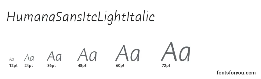 Размеры шрифта HumanaSansItcLightItalic