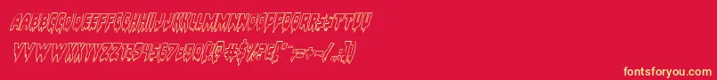 フォントBloodlustoutital – 黄色の文字、赤い背景