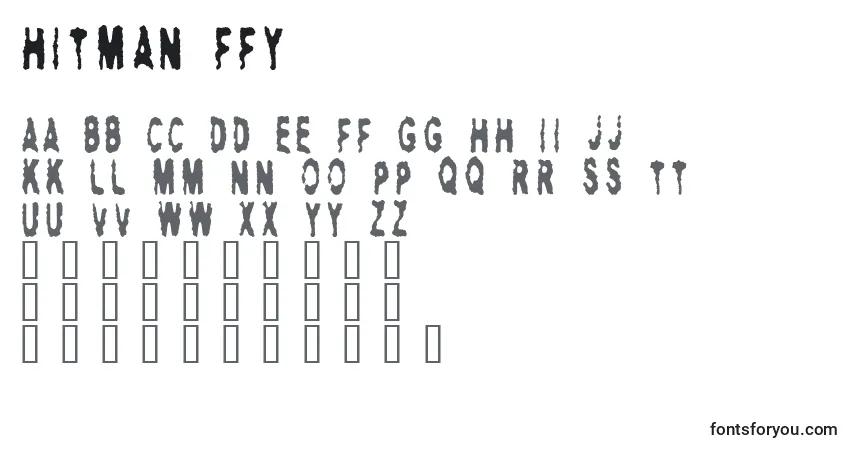 Schriftart Hitman ffy – Alphabet, Zahlen, spezielle Symbole