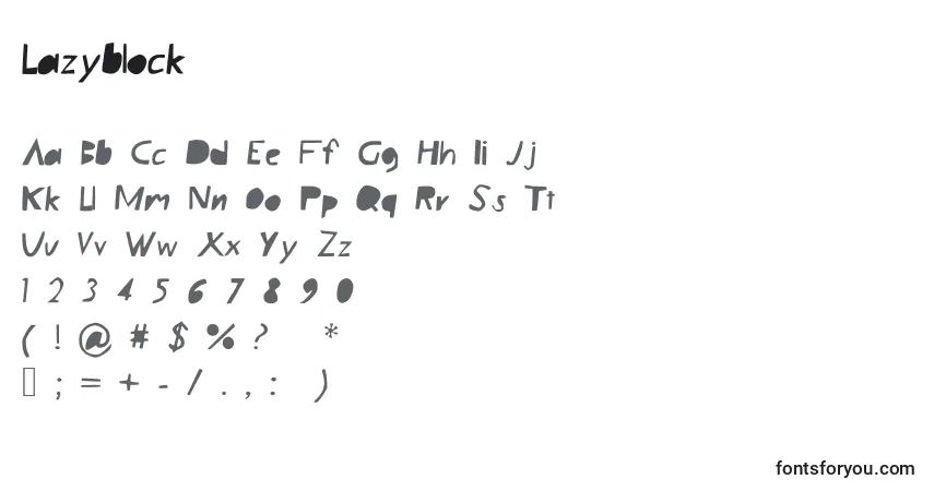 A fonte Lazyblock – alfabeto, números, caracteres especiais