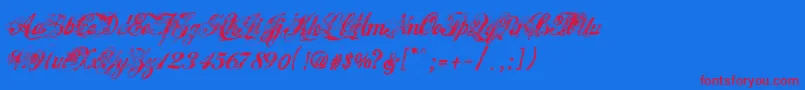 HawaiiKillerV1.2-Schriftart – Rote Schriften auf blauem Hintergrund