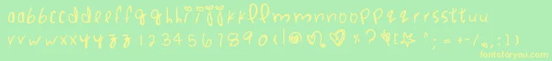 Więcej informacji o czcionce Punchdrunklove Czcionka Punchdrunklove – żółte czcionki na zielonym tle