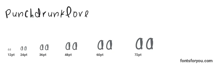 Punchdrunklove Font Sizes