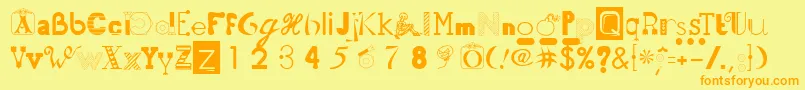 フォント50Fonts2 – オレンジの文字が黄色の背景にあります。