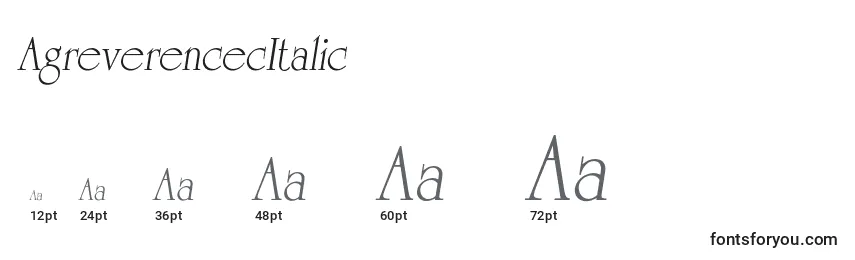 Размеры шрифта AgreverencecItalic