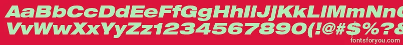 HelveticaLt93BlackExtendedOblique Font – Green Fonts on Red Background
