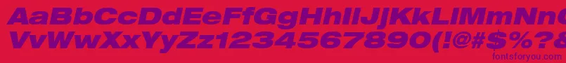 フォントHelveticaLt93BlackExtendedOblique – 赤い背景に紫のフォント