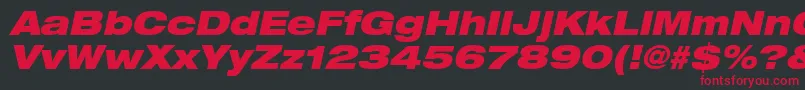 HelveticaLt93BlackExtendedOblique Font – Red Fonts on Black Background